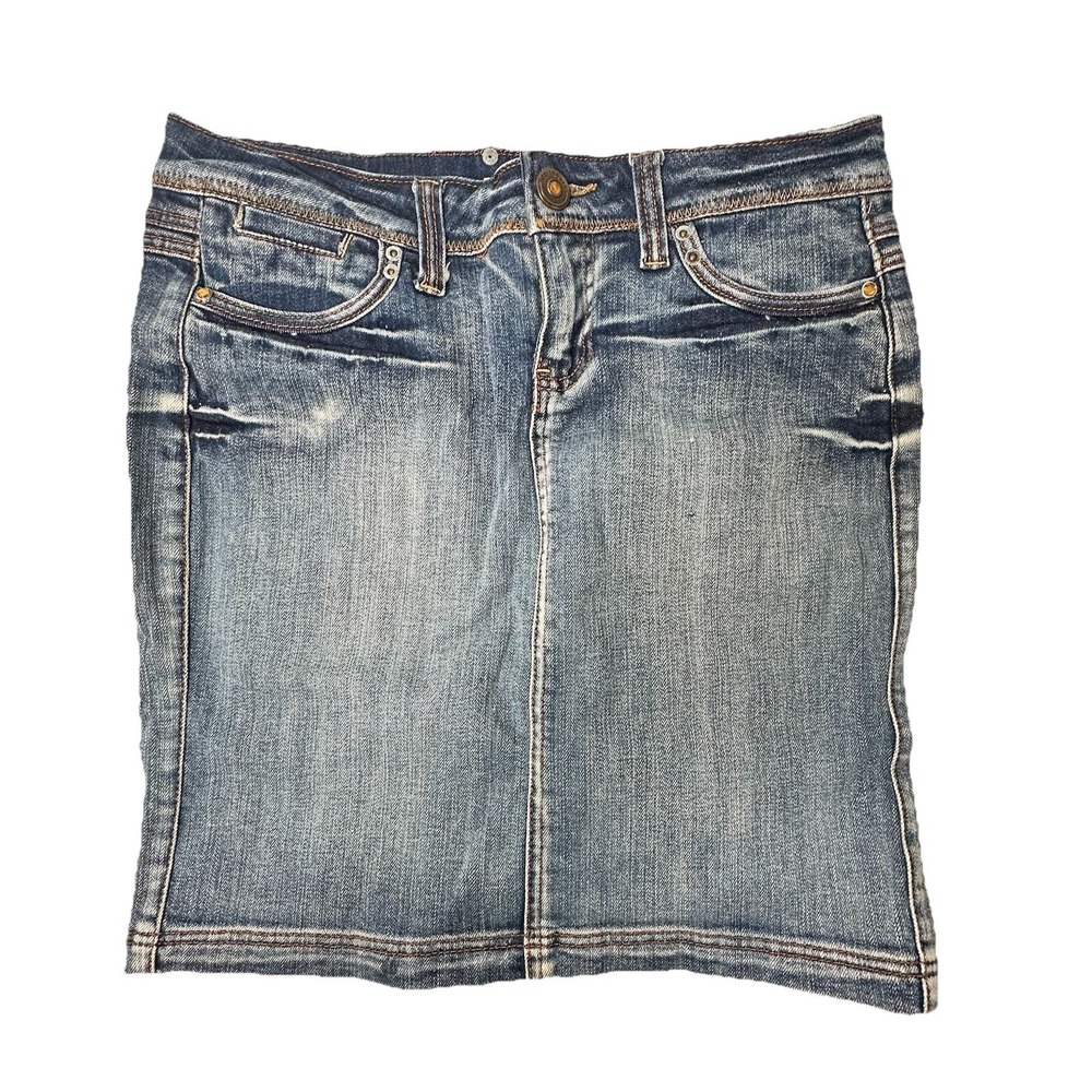 Dollhouse Denim Skirt Juniors Size 9 Y2K Mini Rhinestone Retro 80s Vintage